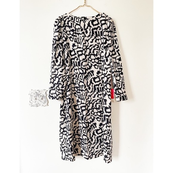 Vintage Dresses & Skirts - Vintage Nat Kaplan Couture Puffed Sleeves Abstract Animal Print Dress L